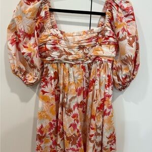 Abercrombie & Fitch Ruched Top in Cream and Pink